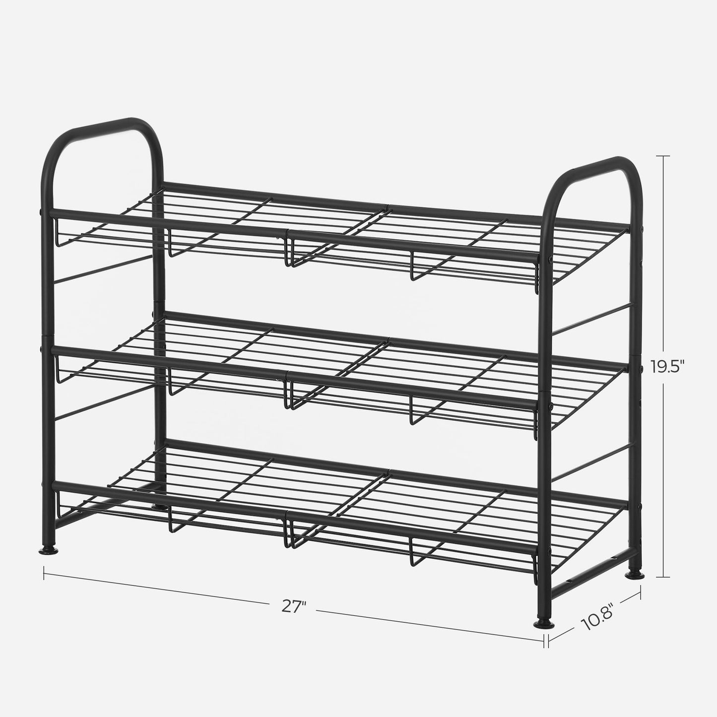 SONGMICS Stackable Shoe Rack, 4 Tier Metal Shoes Rack Storage Shelf, Holds up to 16 Pairs Shoes, Adjustable Slanted Shelves Tower Organizer for Closet Entryway Small Spaces, Bronze