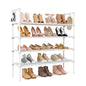 LANTEFUL 3 Tier Shoe Rack for Closet, Shoe Organizer with 5 Hooks, Long Shoe Shelf Storage for Sneaker and Boot Stackable Free Standing Shoe Rack for Entryway, Garage, Small Spaces, Dorm