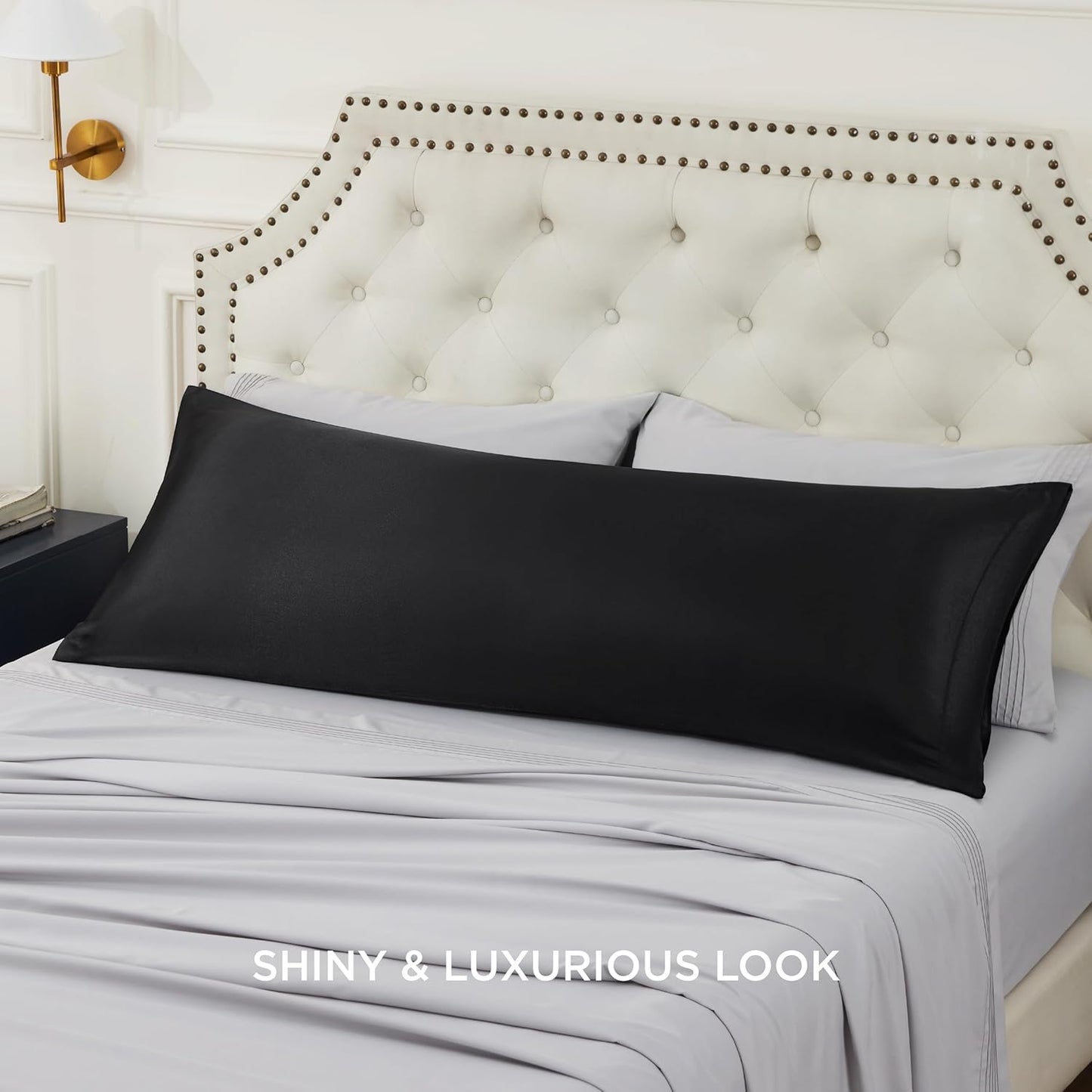 Bedsure Satin-Kissenbezug, Queen-Size, 2er-Pack, Seidenkissenbezügen ähnlich, seidige Kissenhüllen mit Hotelverschluss, Raumdeko, Valentinsgeschenke für Frauen und Männer, Grau, 50x75 cm