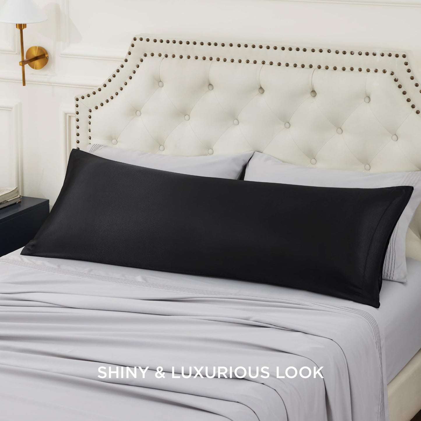 Bedsure Satin Pillow Case Queen Size 2 Pack, Similar to Silk Pillow Cases, Silky Pillowcase Covers for Hair and Skin with Envelope Closure, Gifts for Women Men, Grey, 20x30 Inches