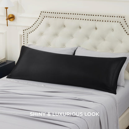 Bedsure Satin Pillow Case Queen Size 2 Pack, Similar to Silk Pillow Cases, Silky Pillowcase Covers for Hair and Skin with Envelope Closure, Gifts for Women Men, Grey, 20x30 Inches