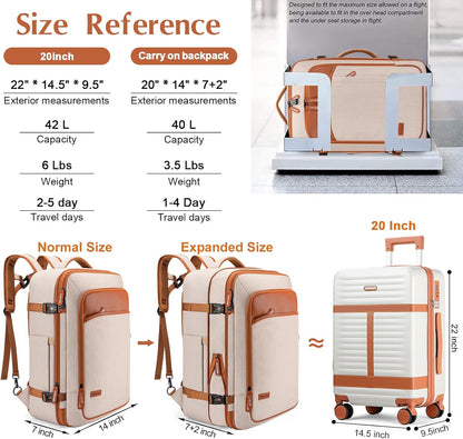 Lumesner Handgepäck Rucksack, extra großer 40L Flugzugelassener Reiserucksack für Damen & Herren
