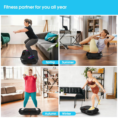 SoftGym Waver Vibration Plate Exercise Machine for Lymphatic Drainage Weight Loss,120 Speed Levels Vibrating Platform with Resistance Bands,Full-Body Workout Equipment for Muscle Activation
