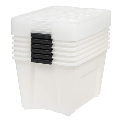 IRIS USA 6-Pack Clip Box with Latching Lids, 18 Quart Craft Storage Bins, Art & Writing Supply Containers for Home, Office & Classroom Organization