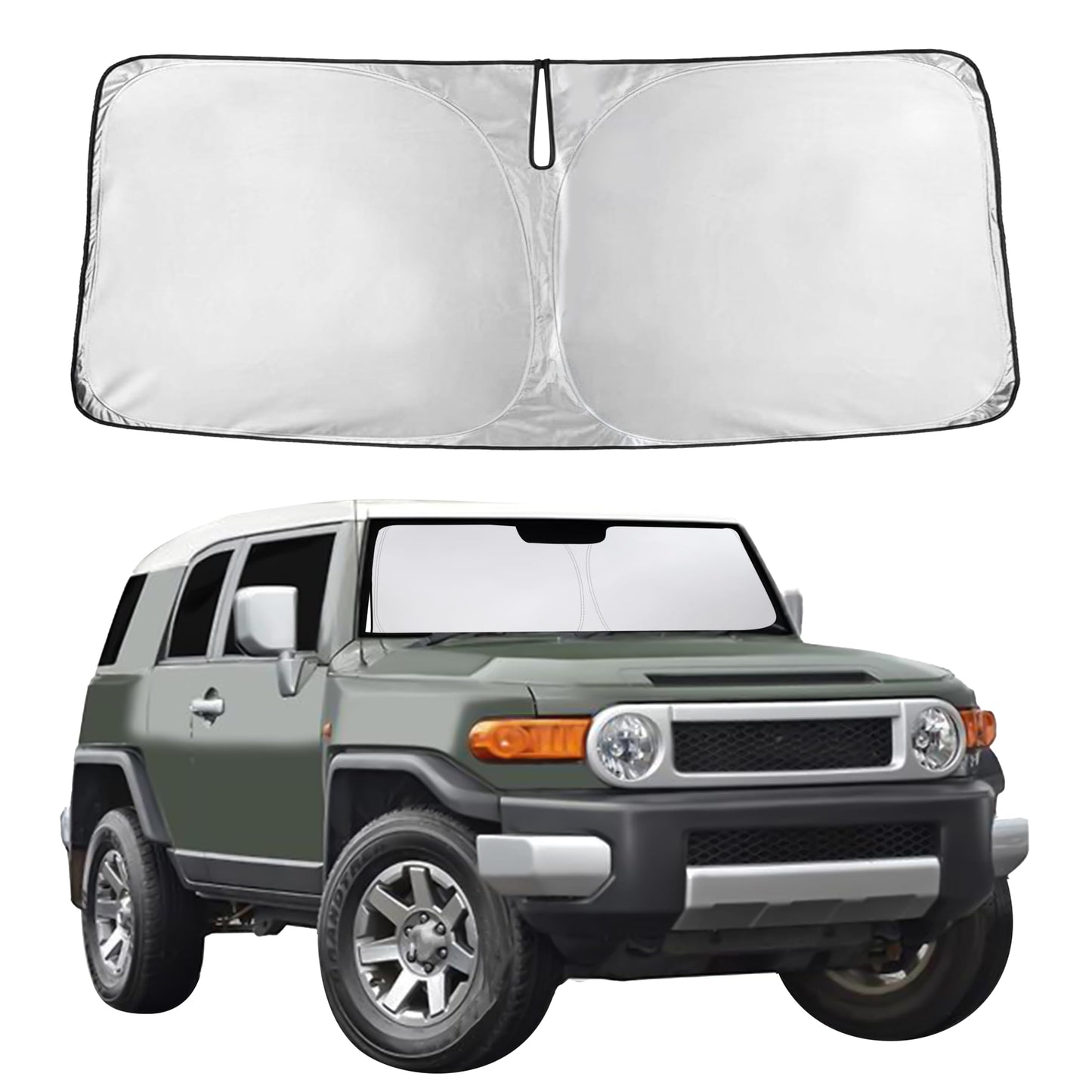 EcoNour Car Windshield Sunshade | Blocks 99% Heat & Keeps Interior Cool | Universal Fits Cars, SUVs, Trucks | Automotive Sun Screen, Visor & Car Accessories for Summer | Medium (64x32 Inches)