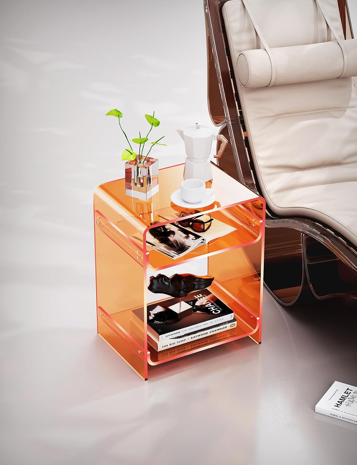 Acrylic Side Table with a Pop of Color