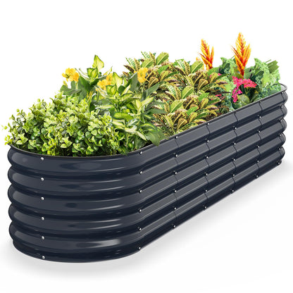 Kesfitt Raised Garden Bed, 5x2x1 FT Galvanized Steel Metal Raised Garden Bed, Oval Open-Bottom Design, 12-Inch Deep for Outdoor Vegetable & Herb Gardening, Fruit Green