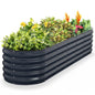 Kesfitt Raised Garden Bed, 5x2x1 FT Galvanized Steel Metal Raised Garden Bed, Oval Open-Bottom Design, 12-Inch Deep for Outdoor Vegetable & Herb Gardening, Fruit Green