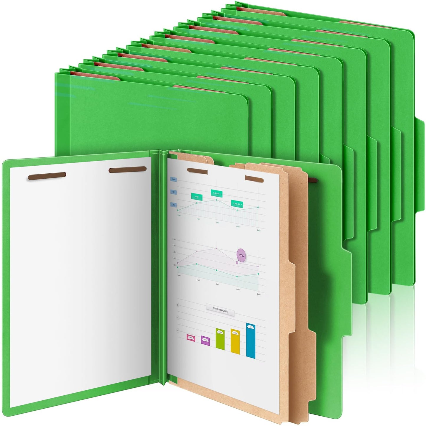Skyygemm 24 Pcs Classification Folders Letter Size Bulk - 2 Dividers Pressboard File Folder with 3. 5 Inch Expansion, 2 Prongs Fastener, Heavy Duty Office File Organizer for Teacher Medical (Yellow)