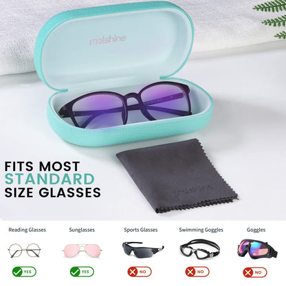 molshine Hartschalen-Leder-Sonnenbrillenetui, klassisches großes Brillenetui für Damen und Herren, Sonnenbrille (Schwarz)