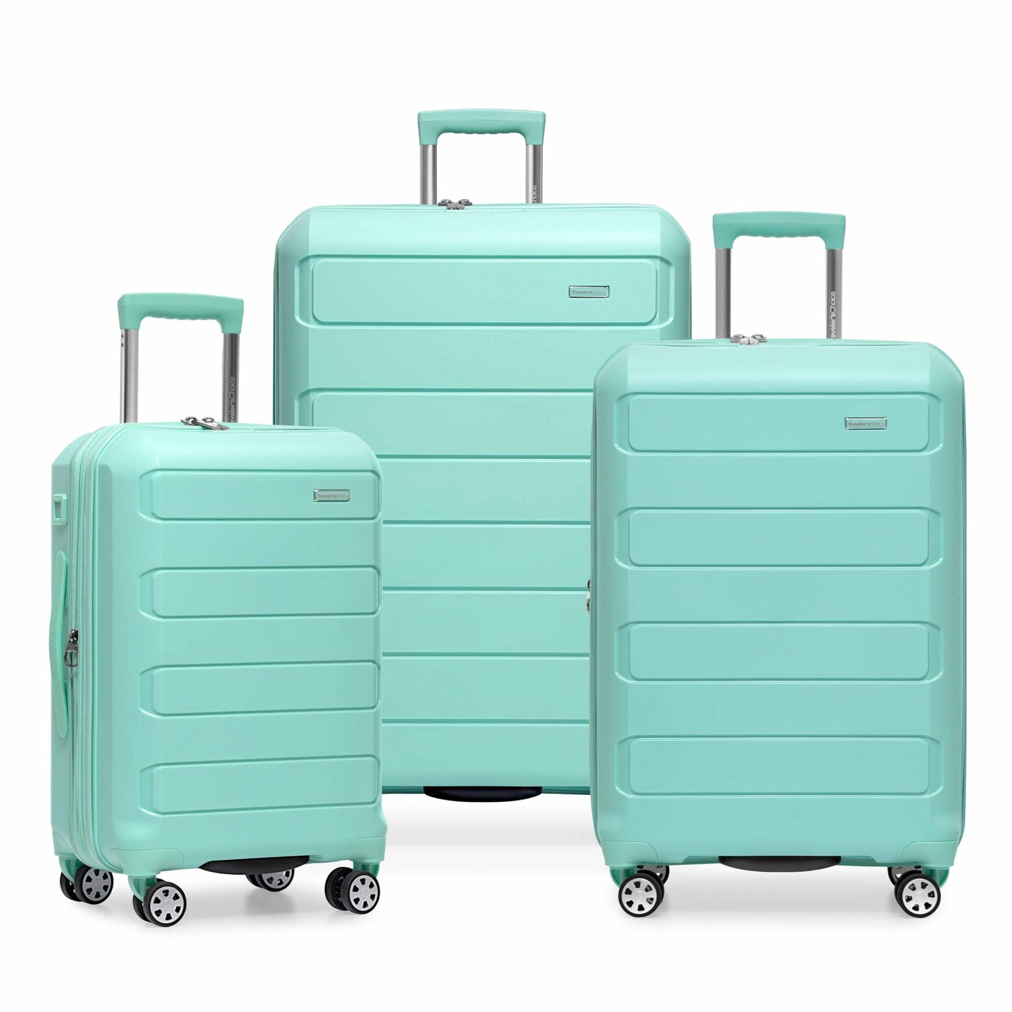 Traveler's Choice Pagosa Hardshell Expandable Luggage with Spinner Wheels, Slate Blue, 3-Piece Set (22/27/30)
