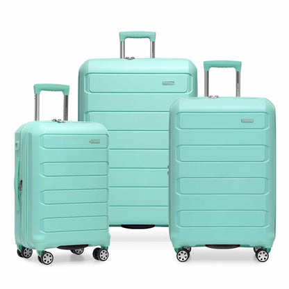 Traveler's Choice Pagosa Hardshell Expandable Luggage with Spinner Wheels, Slate Blue, 3-Piece Set (22/27/30)