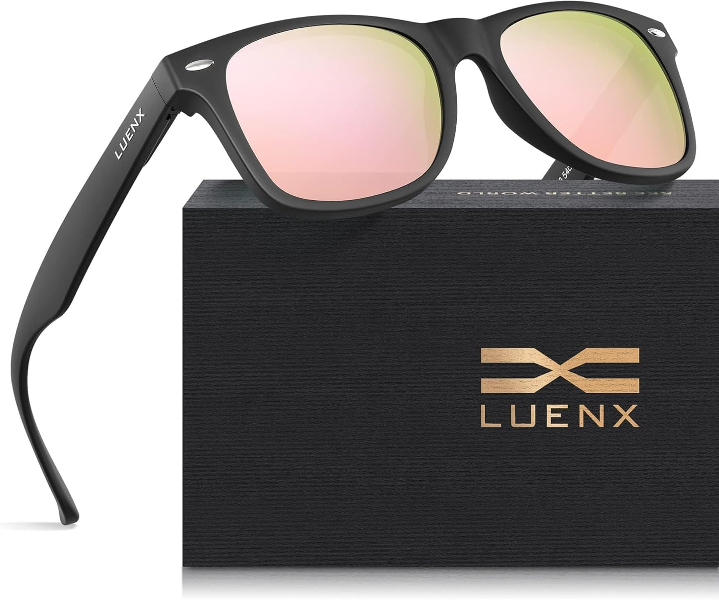 LUENX Polarisierte Sonnenbrillen für Herren und Damen, quadratische Fassung – UV-400-Schutz, 54 mm