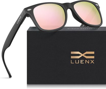 LUENX Polarisierte Sonnenbrillen für Herren und Damen, quadratische Fassung – UV-400-Schutz, 54 mm