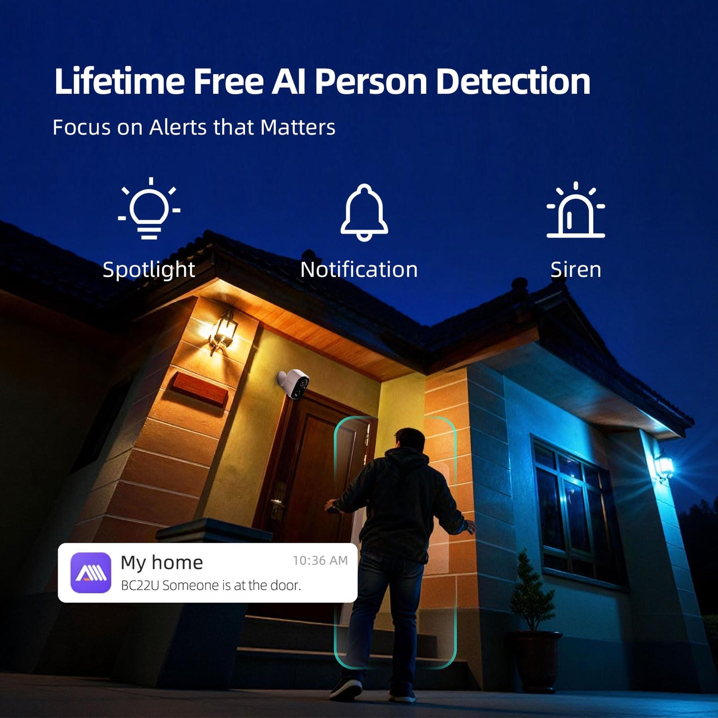 2.5K Wireless Home Security Cameras 2-Pack, Outdoor WiFi Non-Subscription AI Person Detection, 4MP Color Night Vision, Full Duplex 2-Way Audio, IP66 Waterproof Battery Powered, U.S. AWS Cloud