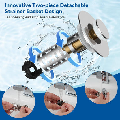 Hibbent Upgraded 3 in 1 Bathroom Sink Drain Strainer