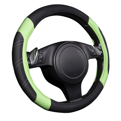 CAR PASS Line Rider Mikrofaser-Leder Sportlicher Lenkradbezug Universal Passend für 95% LKW, SUV, PKW, 36,8-38,1 cm Rutschfest Sicher Bequem Design (Schwarz-Grau)