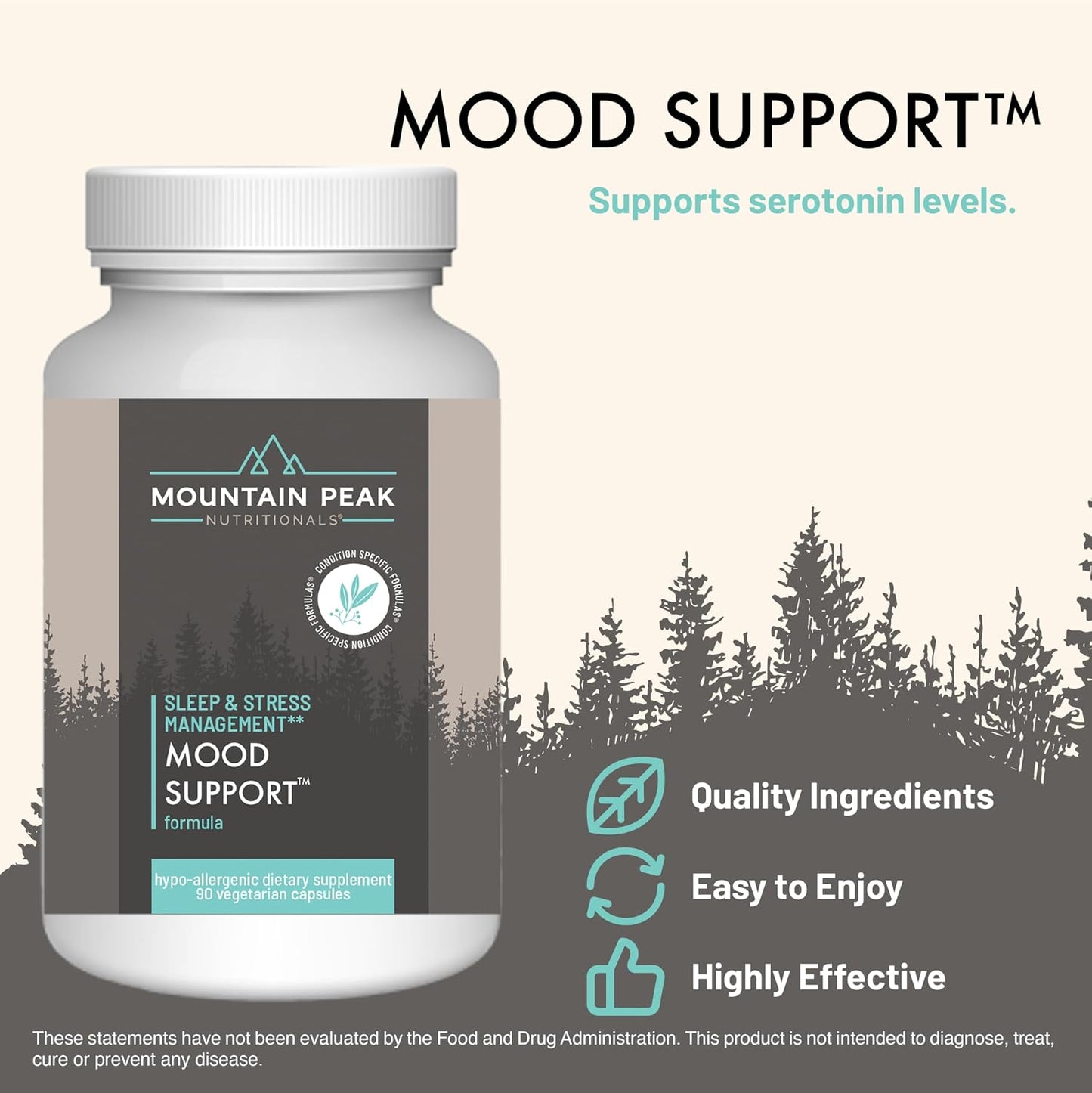 Mountain Peak Nutritionals Tranquility & Mood Support Formula Bundle - Supports Brain Health, Stress Relief, Sleep & Serotonin Levels - Hypoallergenic Dietary Supplement (2 Pack, 90 Capsules Each)