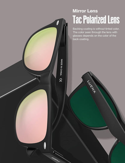 LUENX Polarisierte Sonnenbrillen für Herren und Damen, quadratische Fassung – UV-400-Schutz, 54 mm