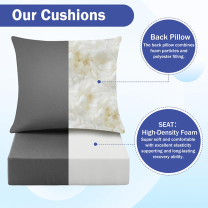 IASEAHK Outdoor Chair Cushions, 24 x 24 Inch Outdoor Cushion for Patio Furniture, Patio Chair Cushion, Waterproof & Fade Resistant Deep Patio Furniture Cushions Set with Handle and Ties, Navy Blue