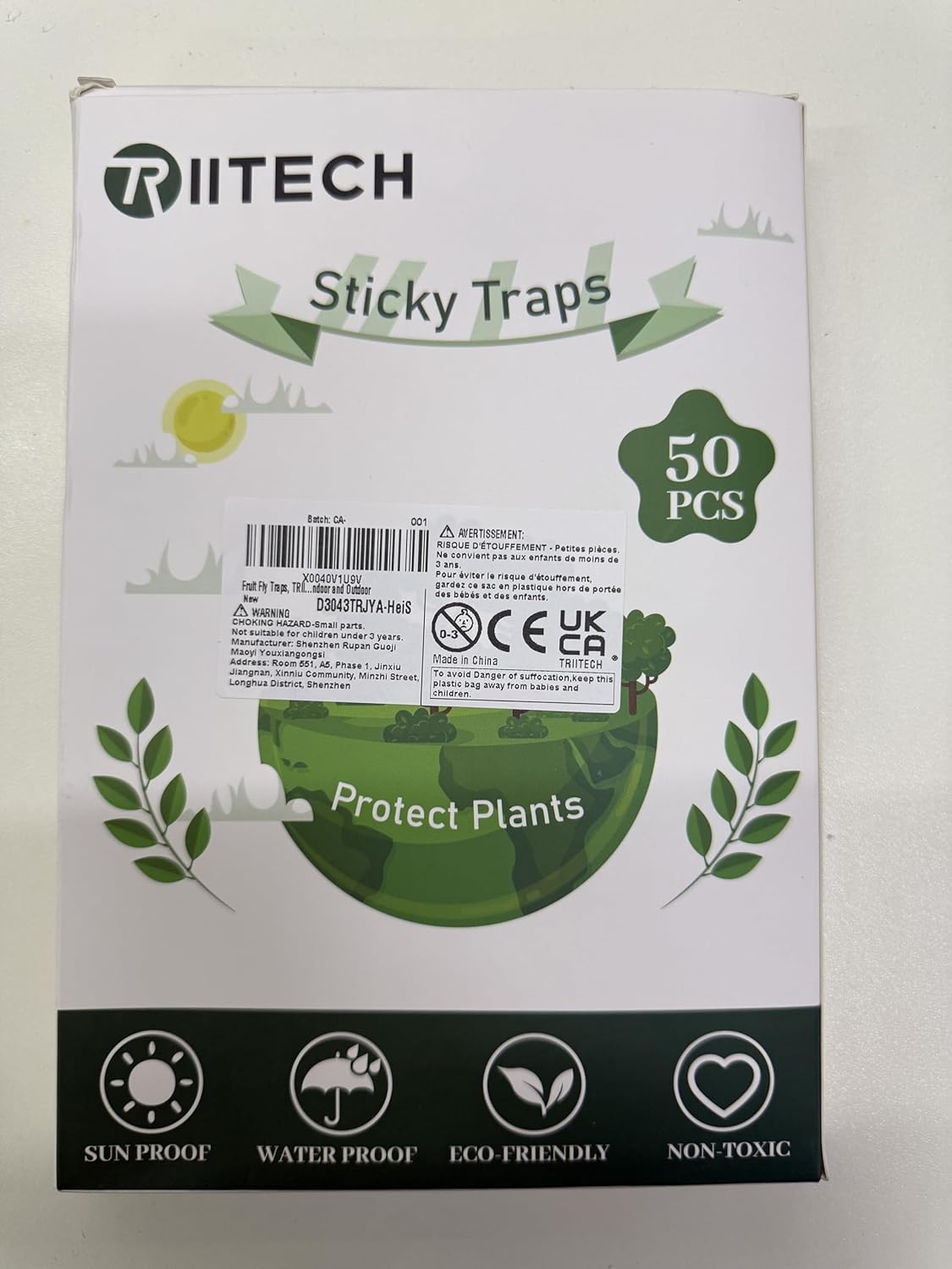 Fruchtfliegenfallen, TRIITECH 50er Pack Gelbtafeln, Pflanzenfliegenaufkleber, Klebefallen für Innen- und Außenbereiche