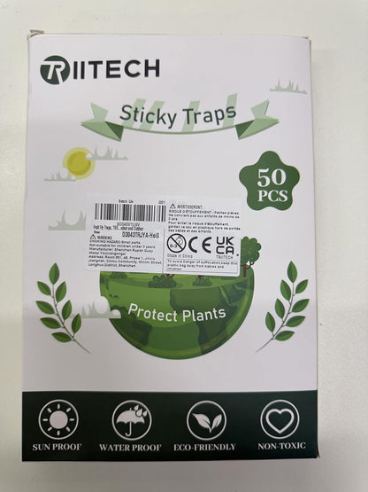 Fruchtfliegenfallen, TRIITECH 50er Pack Gelbtafeln, Pflanzenfliegenaufkleber, Klebefallen für Innen- und Außenbereiche