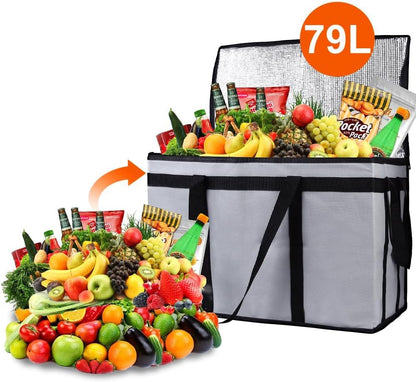 Bodaon Isolierte Essensliefertasche - Warm- & Kalthaltetransporttasche, Catering/Doordash Pizzawärmer, Einkaufstasche, Kühltasche für Partys (Schwarz-Rot, 1 St.), Ideal für den Transport warmer Speisen