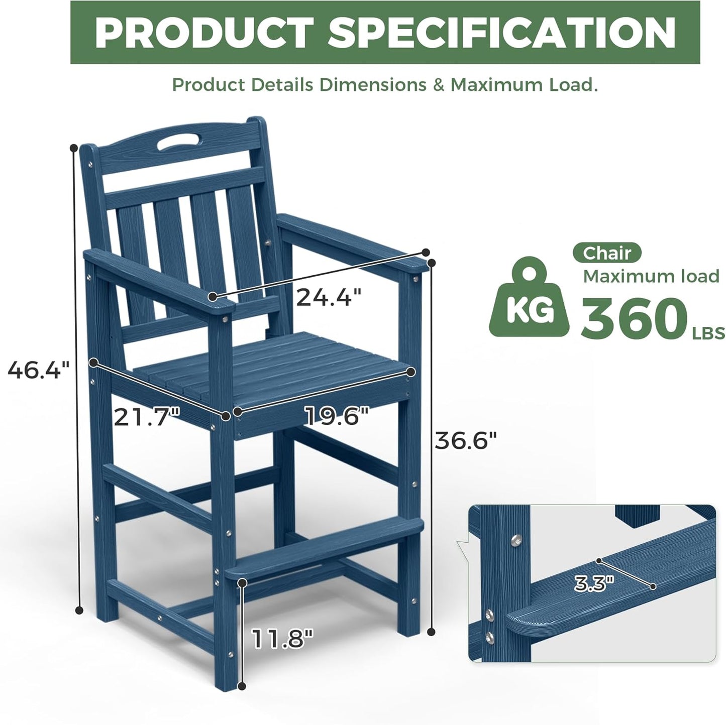 SUUNYN Outdoor Patio Bar Height Chair Review: Comfortable and Durable