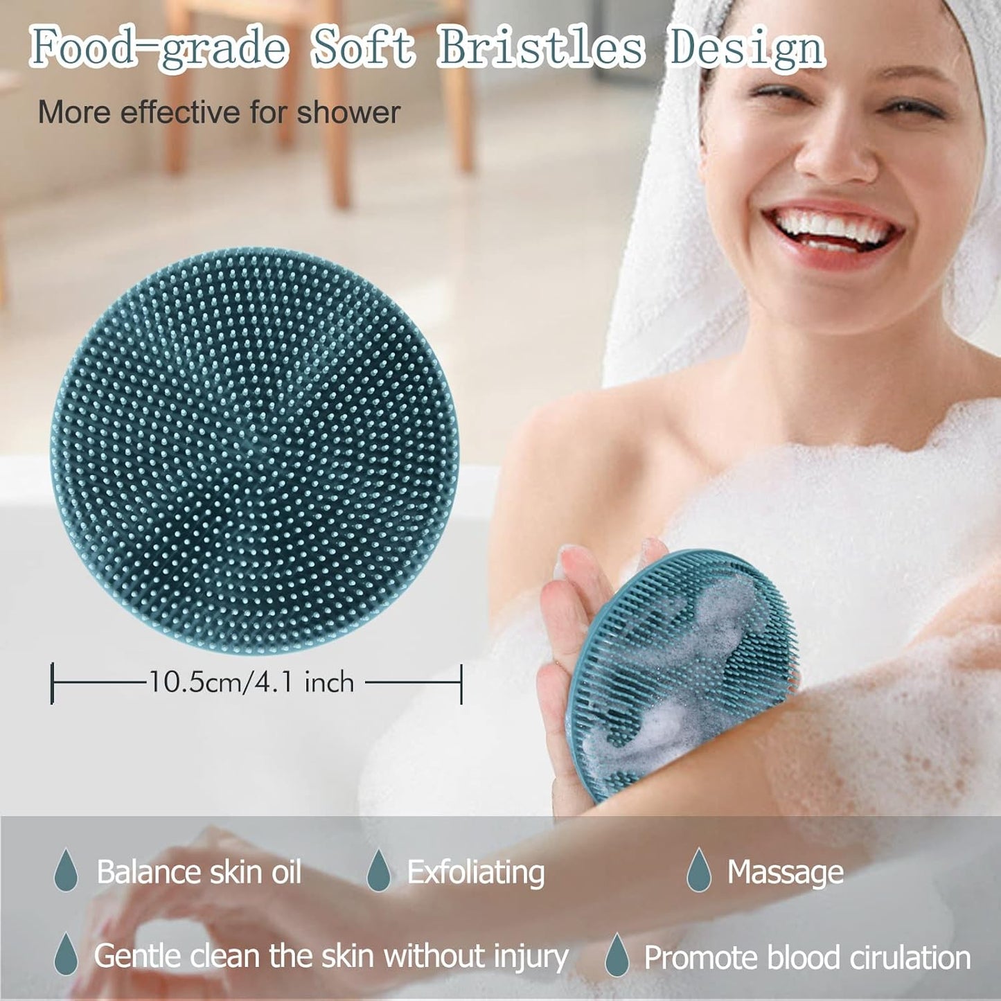 INNERNEED Duschbürste aus weichem Silikon in Lebensmittelqualität, Hand-Körperbürste zur Hautreinigung, sanftes Peeling, gute Schaumbildung (Schwarz)