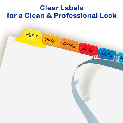 Avery 8 Tab Dividers for 3 Ring Binder, Easy Print & Apply Clear Label Strip, Index Maker Customizable Multicolor Tabs, 25 Sets (11424)