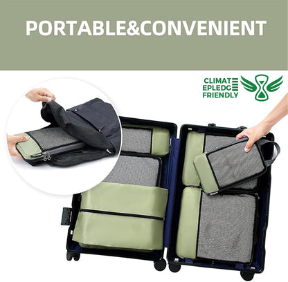 BAGAIL 4er-Set Kompressions-Packwürfel Reise-erweiterbare Packorganizer (Schwarz, 4er-Set)