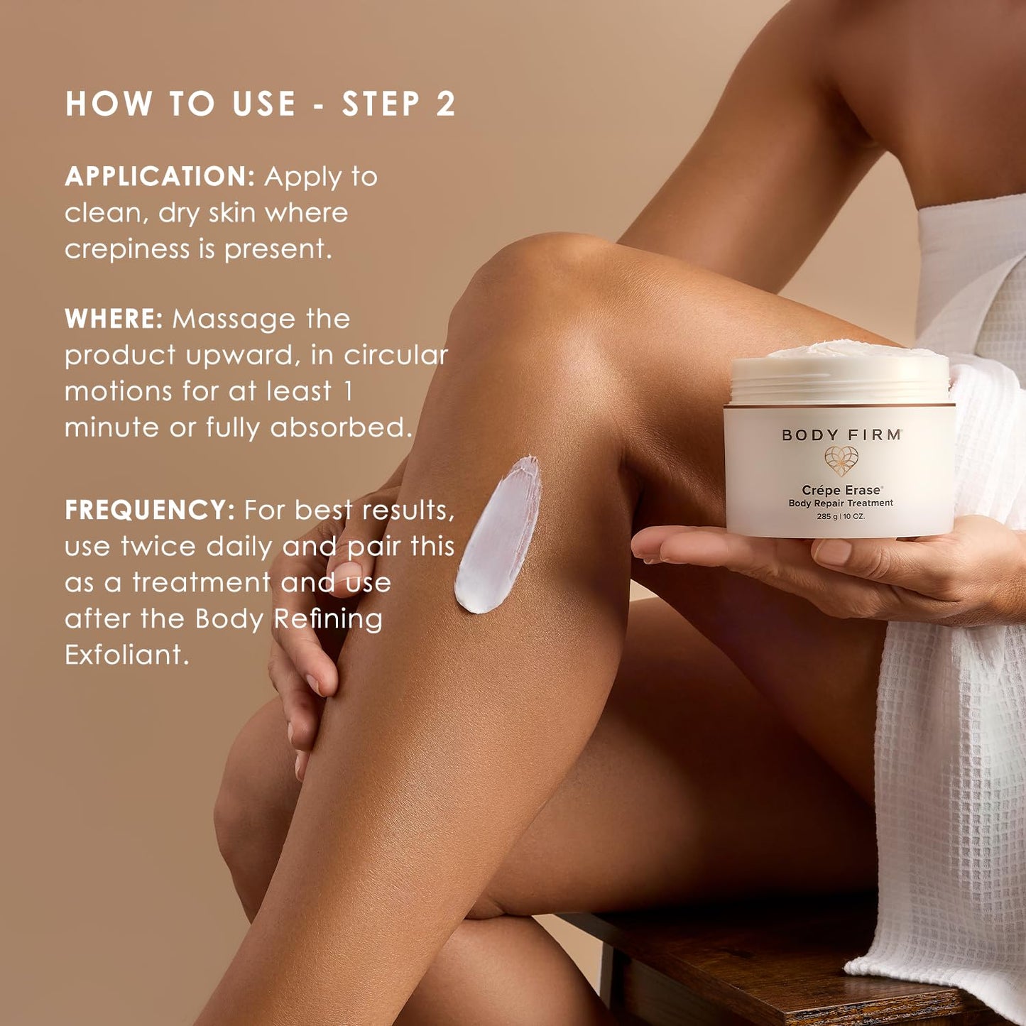BODY FIRM Crepe Erase 2-Step Treatment, Anti-Aging Skin Care, Firming Moisturizer Cream + Body Exfoliating Pre-Treatment, Supports Wrinkle, Crepe Skin, Collagen