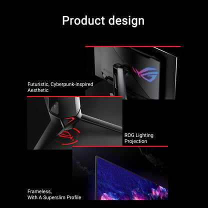 ASUS ROG Swift 32” 4K OLED Gaming Monitor (PG32UCDM) - UHD (3840 x 2160), QD-OLED, 240Hz, 0.03ms, G-SYNC Compatible, Custom Heatsink, Graphene Film, 99% DCI-P3, True 10-bit, 90W USB-C