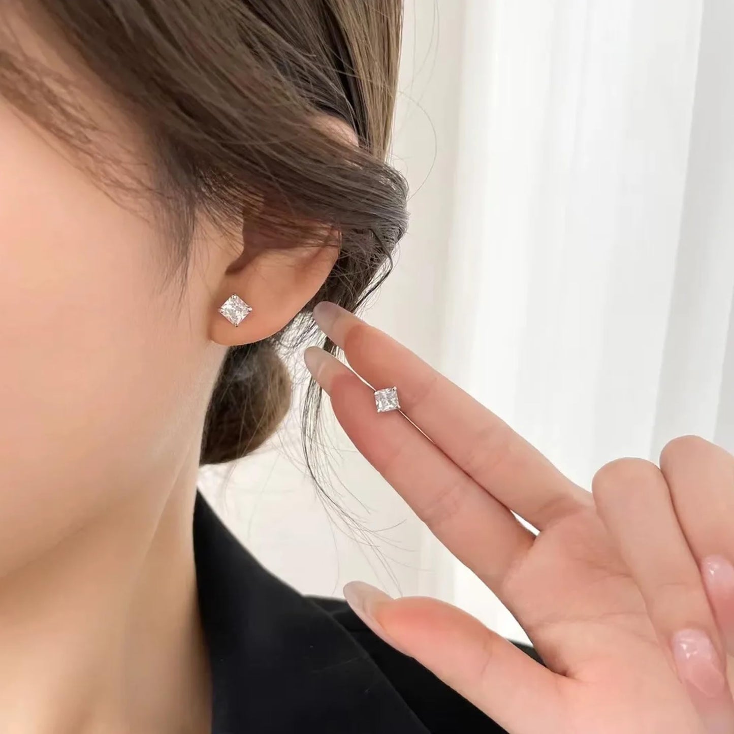 Sereney Dance Ohrringe 925 Sterling Silber Halo Stecker Hypoallergene Ohrringe für Damen, CZ 8 mm Runde Zirkonia Ohrstecker Ohrringe für Herren