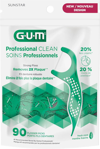 GUM Advanced Care Flosser Picks, angereichert mit Vitamin E & Fluorid, frischer Minzgeschmack, blau, 150 Flosser (1 Beutel)