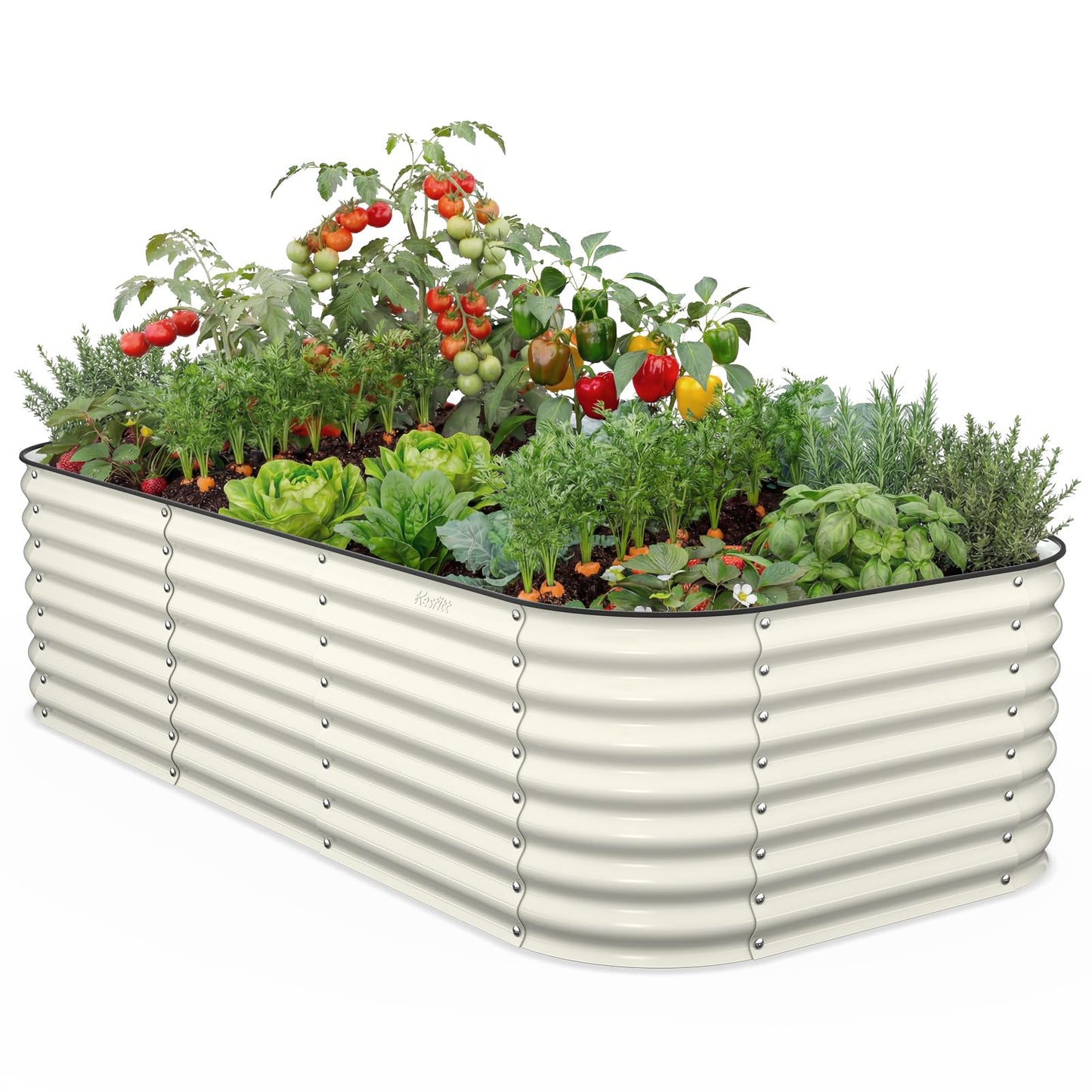 Kesfitt Raised Garden Bed, 5x2x1 FT Galvanized Steel Metal Raised Garden Bed, Oval Open-Bottom Design, 12-Inch Deep for Outdoor Vegetable & Herb Gardening, Fruit Green