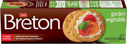 Breton Garden Vegetable Crackers - Light, Crispy, Plant-Based, Made with Real Vegetables, For Snacking, Dips, Cheese and Spreads, 200g