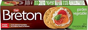 Breton Garden Vegetable Crackers - Light, Crispy, Plant-Based, Made with Real Vegetables, For Snacking, Dips, Cheese and Spreads, 200g