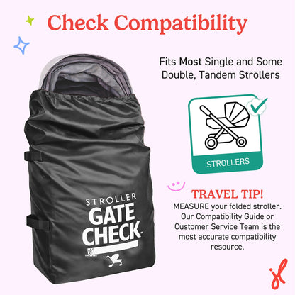 J.L. Childress Gate Check Bag for Single & Some Double Strollers - Travel Bag for Airplane, Fits Most Standard Baby Strollers, Airport Accessories Gate Check, Flying Essentials - Neon Blue