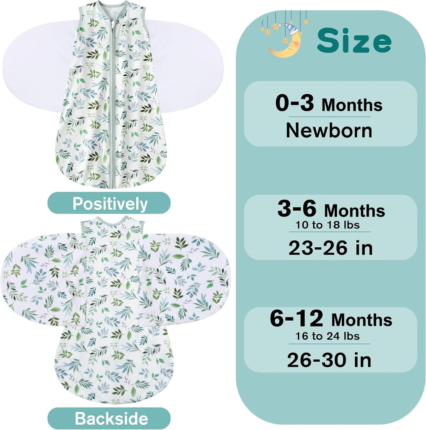 BSTOPPT Fleece Newborn Sleep Sack Baby Swaddle,3-Way Adjustable Wearable Blanket,2 Pack Fleece Swaddling sleeping bag TOG 2.0， (Blue&Green, 0-3 Months)