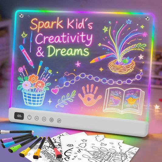 Led Drawing Board with 13 Light Effects, 16" Rechargeable Glow Doodle LED Note Board with Colors, Neon Light Up Drawing Tablet Gifts for Kids for Easter Birthday Christmas Gift Ideas