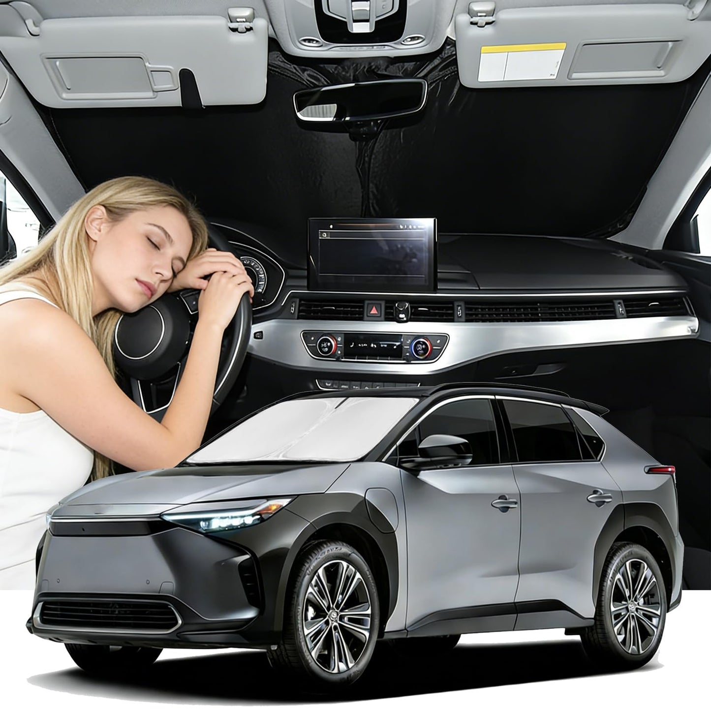 for Toyota Tacoma 2016-2023 2024 2025 2026 Sun Shade Sunshade Windshield Cover - 4 Layers Front Window Shade Custom Fit Tacoma 2Dr 4Dr Pickup Sun Visor 240T Shade Blocks UV Rays Car Accessories