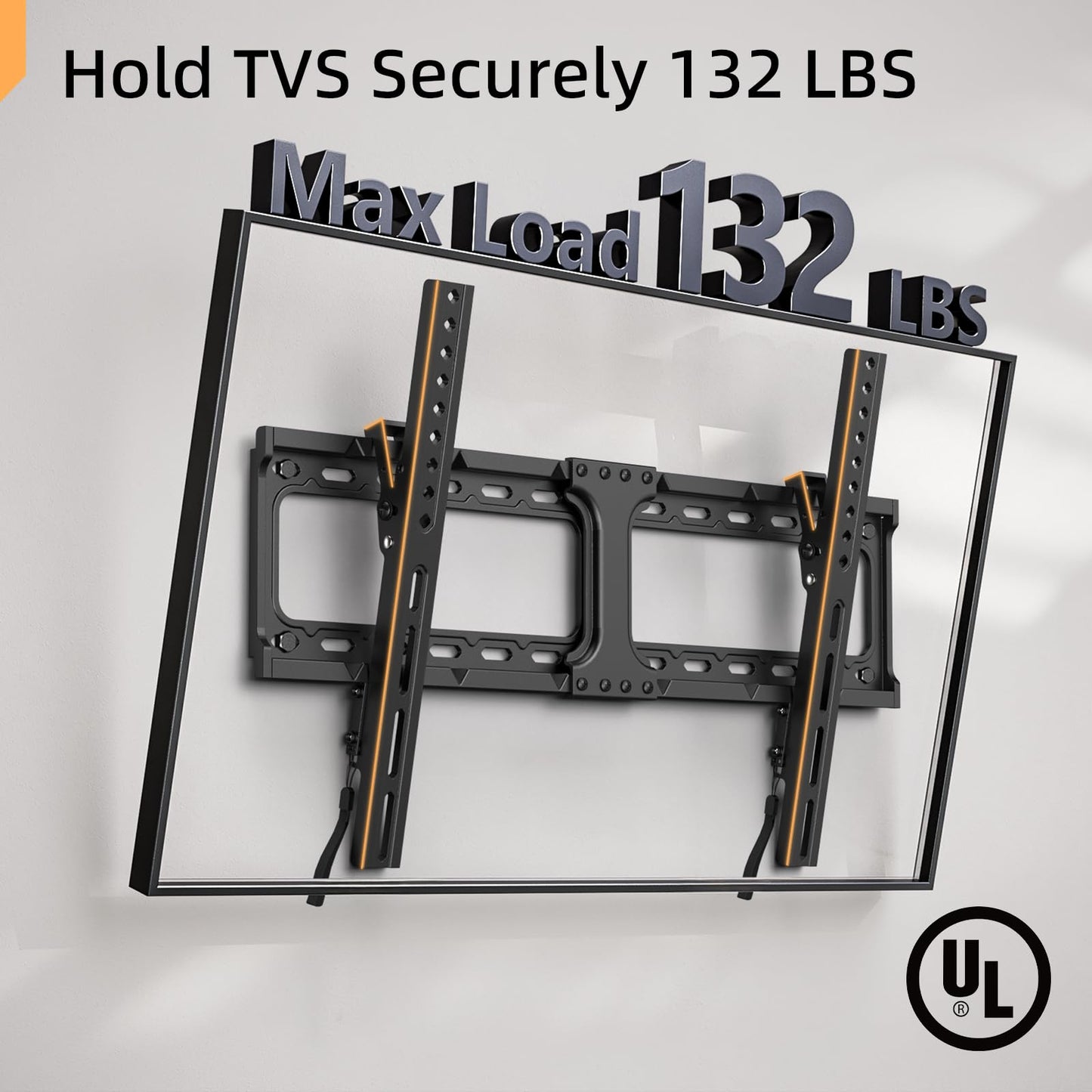 IWORKBOARD 55 65 75 85 inch Tilting TV Wall Mount for 32-90 '' TVs, Low Profile TV Mount Bracket, Safe Lock & Quick Release, Max VESA 600x400mm, 24 inch Studs,132 lbs, Fit Most 55+ 75+ 85+ 86 TVs