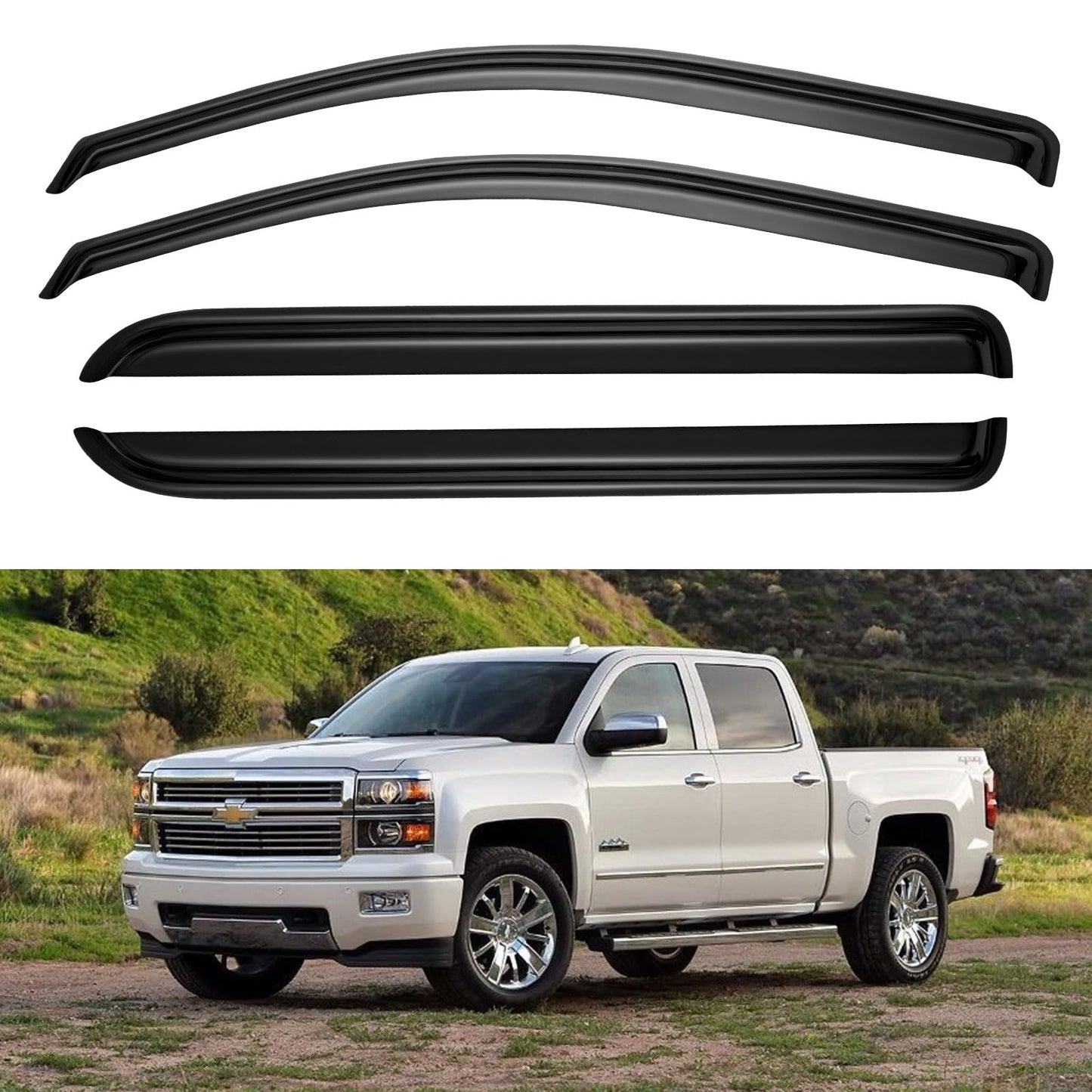 Window Visors Rain Guards for 2015-2026 Ford F150 SuperCrew & 2017-2026 F-150 Raptor F250 F350 F450 F550 Super Duty Crew Cab, Out-Channel Window Vent Deflectors Visors Shades Protectors
