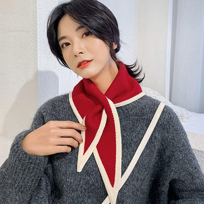 Dreieckstücher für Damen Halstuch für Damen Gekreuztes Tuch für Damen Koreanische Version Gestrickter Wollkragen