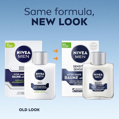 NIVEA MEN Sensitive Haut After Shave Balsam, After Shave für Männer mit empfindlicher Haut, ohne austrocknenden Alkohol, Aftershave beruhigt und schützt sofort, dermatologisch getestete Hautpflege, 2 x 100 ml