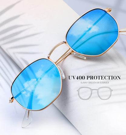 KALIYADI Sonnenbrillen für Damen und Herren Polarisiert Hexagon Damensonnenbrillen Trendy Metallrahmen UV-Schutz (Gold Rahmen Grau Linse)