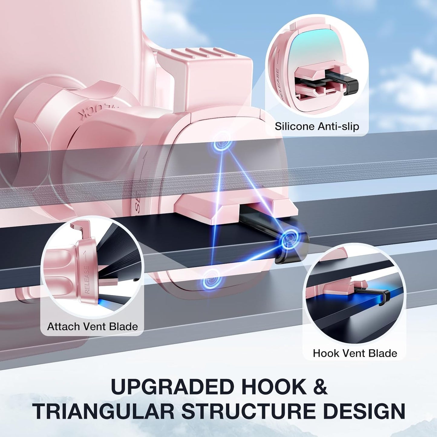 Miracase Handyhalterung für Lüftungsschlitze im Auto【2026 Breitere Klemme & Metallhaken】 Handyhalterung für Lüftungsschlitze im Auto, Freisprechfunktion, Handy-Autohalterung für iPhone 17 Pro Max 16 15 14 13 12 Samsung S25 Autozubehör
