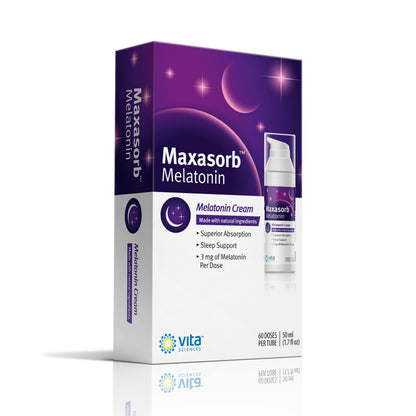 Vita Sciences Maxasorb Melatonin Cream for Sleep Rich Melatonin 3mg - Melatonin Night Cream - Unscented Melatonin 3 Mg. Topical Melatonin Lotion Can Be Used For Face and Body - Pack of 3