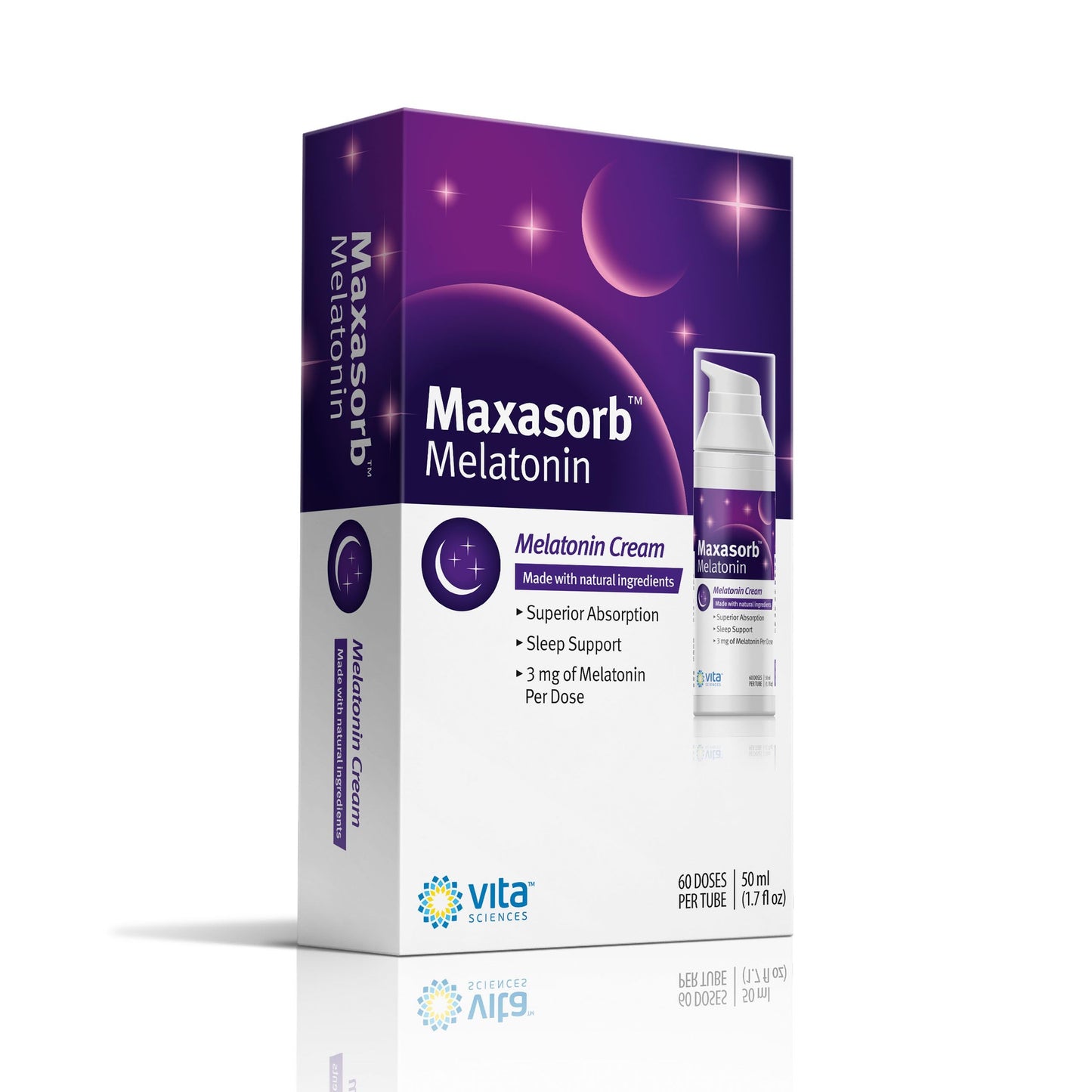 Vita Sciences Maxasorb Melatonin Cream for Sleep Rich Melatonin 3mg - Melatonin Night Cream - Unscented Melatonin 3 Mg. Topical Melatonin Lotion Can Be Used For Face and Body - Pack of 3
